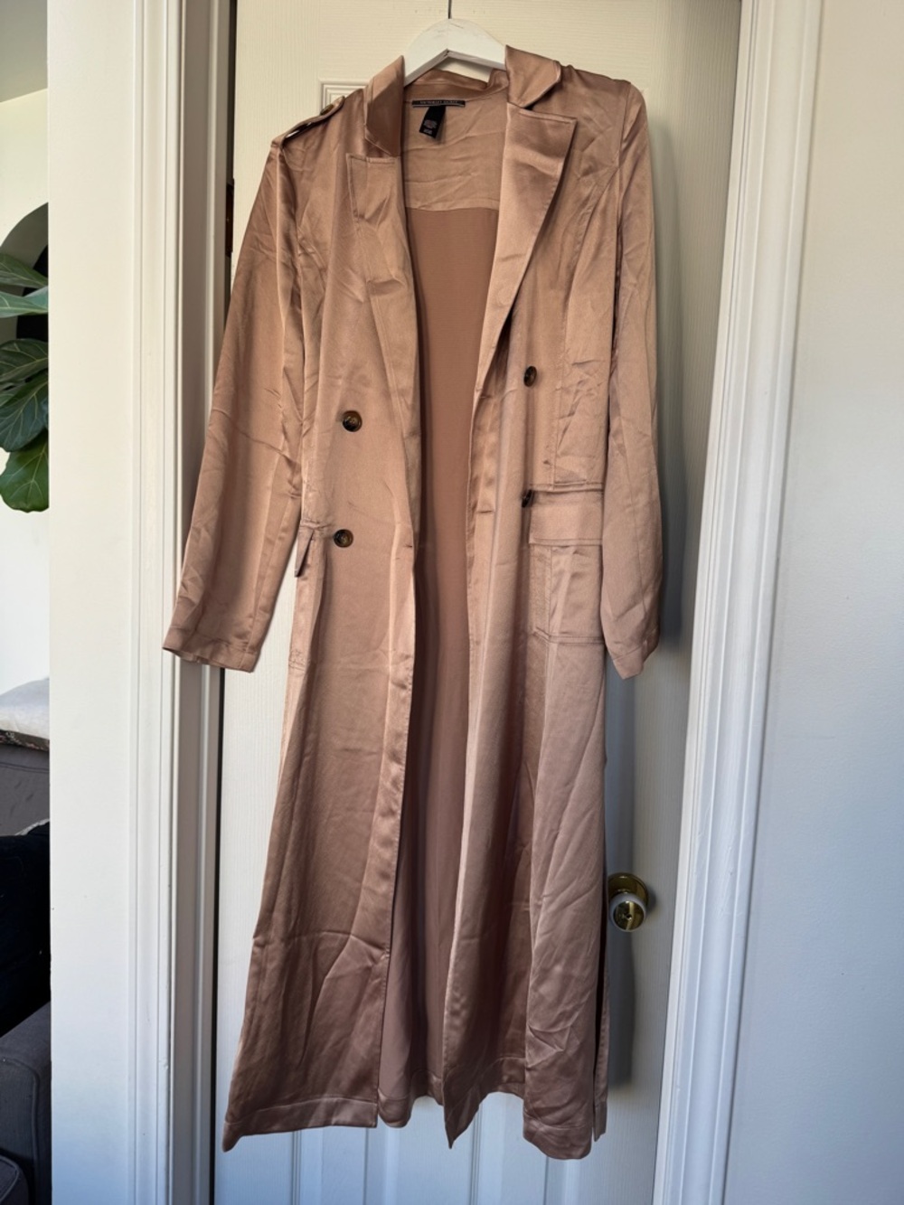 Victoria's Secret Satin Trench Jacket in Blush Pink